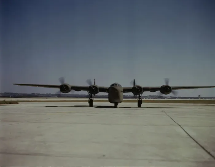 Framed Print : A C-87 transport plane, just off the assembly... Consolidated Aircraft... Fort Worth, Texas, 1942. Creator: Howard Hollem Framed Print : A C-87 transport plane, just off the assembly... Consolidated Aircraft... Fort Worth, Texas, 1942. Creator: Howard Hollem