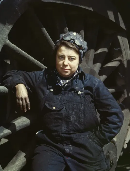 Framed Print : C. & N. W. R. R. Mrs. Dorothy Lucke, employed as a wiper at the roundhouse, Clinton, Iowa, 1943. Creator: Jack Delano Framed Print : C. & N. W. R. R. Mrs. Dorothy Lucke, employed as a wiper at the roundhouse, Clinton, Iowa, 1943. Creator: Jack Delano