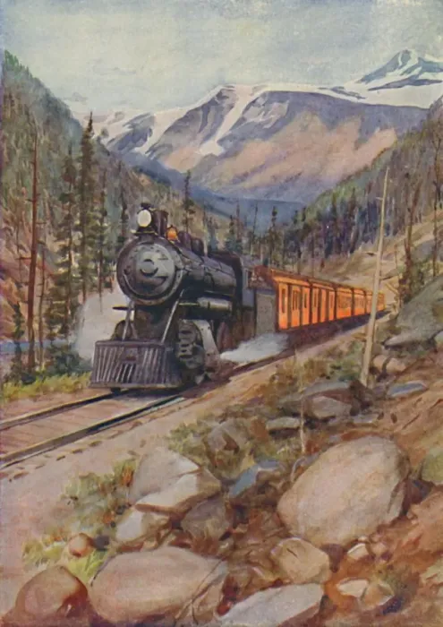 Framed Print : C. P. R. Train in the Rockies, 1924