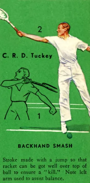 Framed Print : C. R. D. Tuckey - Backhand Smash, c1935. Creator: Unknown Framed Print : C. R. D. Tuckey - Backhand Smash, c1935. Creator: Unknown