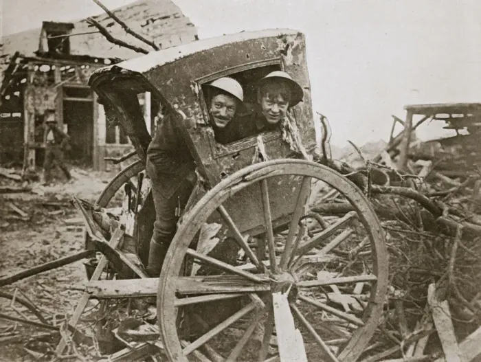 Framed Print : Cab, sir! Found in a captured village, France, World War I, 1916 Framed Print : Cab, sir! Found in a captured village, France, World War I, 1916