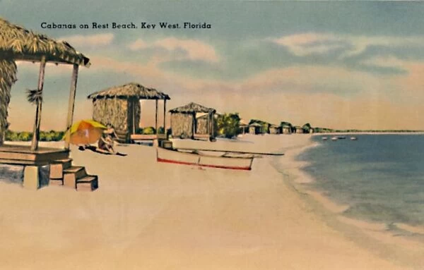 Cabanas on Rest Beach, Key West, Florida, c1940s