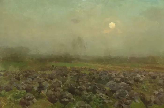 Framed Print : Cabbage Field by Moonlight, c1870-1890. Creator: Florent Crabeels