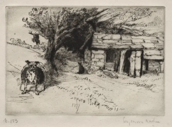 Framed Print : The Cabin, 1877. Creator: Francis Seymour Haden (British, 1818-1910) Framed Print : The Cabin, 1877. Creator: Francis Seymour Haden (British, 1818-1910)