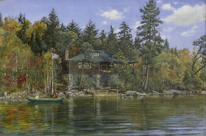 Framed Print : Cabin in Algonquin Park, 1910. Creator: Max Brodel Framed Print : Cabin in Algonquin Park, 1910. Creator: Max Brodel