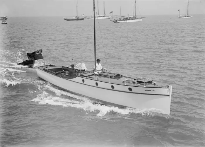 Framed Print : The cabin cruiser Minnehaha, 1914. Creator: Kirk & Sons of Cowes