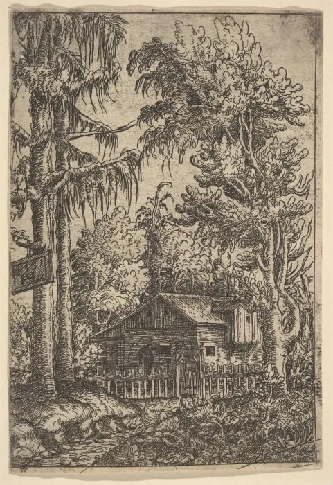 Framed Print : Cabin Among Trees, 1551. Creator: Hans Sebald Lautensack Framed Print : Cabin Among Trees, 1551. Creator: Hans Sebald Lautensack
