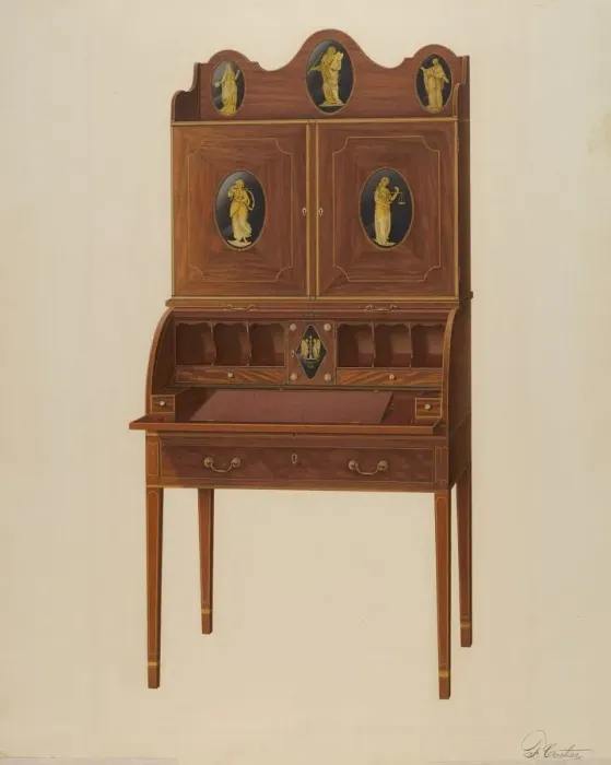 Framed Print : Cabinet Top Desk, 1941. Creator: Ferdinand Cartier Framed Print : Cabinet Top Desk, 1941. Creator: Ferdinand Cartier