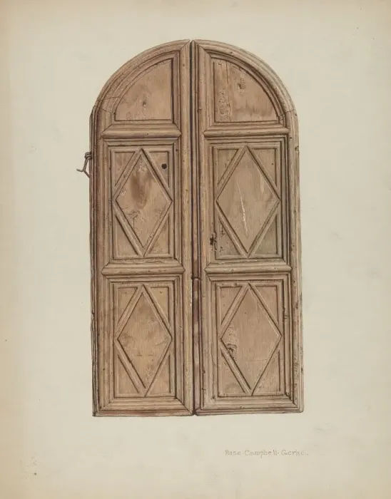 Framed Print : Cabinet Doors, c. 1939. Creator: Rose Campbell-Gerke Framed Print : Cabinet Doors, c. 1939. Creator: Rose Campbell-Gerke