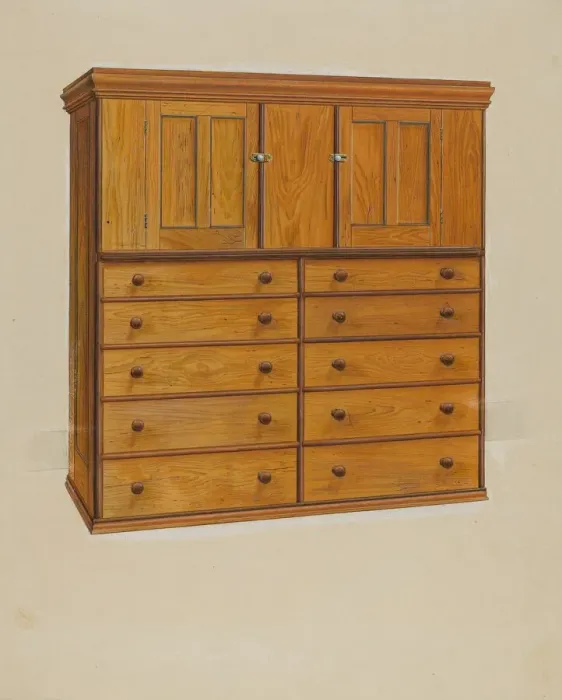 Framed Print : Cabinet with Drawers, c. 1937. Creator: Irving I. Smith Framed Print : Cabinet with Drawers, c. 1937. Creator: Irving I. Smith