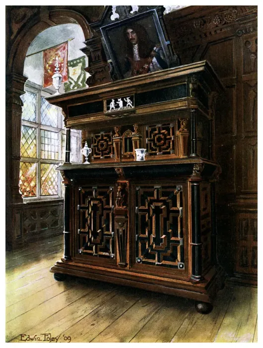 Framed Print : A cabinet of oak and walnut, 1910. Artist: Edwin Foley Framed Print : A cabinet of oak and walnut, 1910. Artist: Edwin Foley