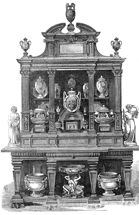 Framed Print : Cabinet and porcelain given to the Right Hon. John Bright, M.P. 1872. Creator: Unknown Framed Print : Cabinet and porcelain given to the Right Hon. John Bright, M.P. 1872. Creator: Unknown
