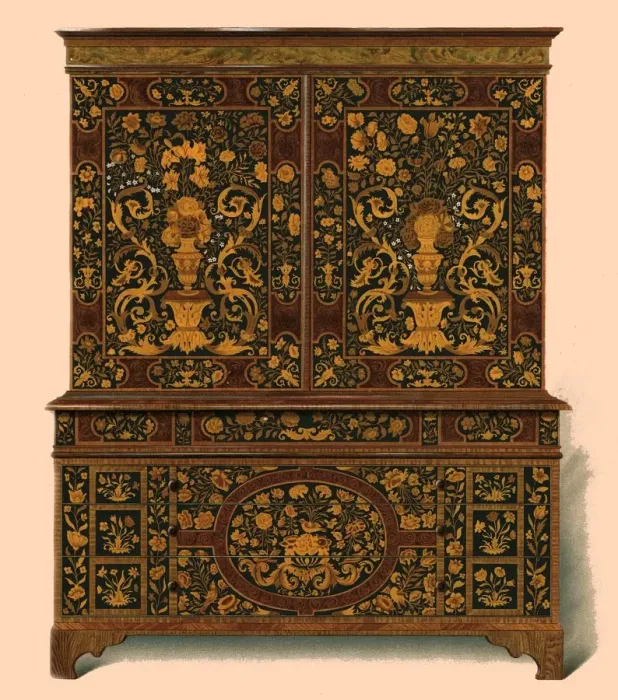 Framed Print : Cabinet press inlaid with marquetry, 1905. Artist: Shirley Slocombe Framed Print : Cabinet press inlaid with marquetry, 1905. Artist: Shirley Slocombe