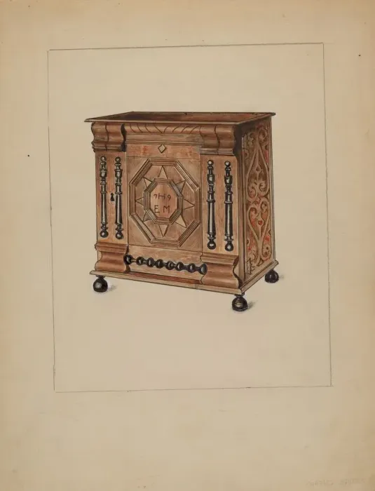Framed Print : Cabinet for Storage, c. 1938. Creator: Charles Squires Framed Print : Cabinet for Storage, c. 1938. Creator: Charles Squires