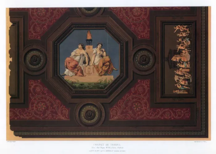 Framed Print : Cabinet de Travail, Paris, 19th century. Artist: F Durin Framed Print : Cabinet de Travail, Paris, 19th century. Artist: F Durin