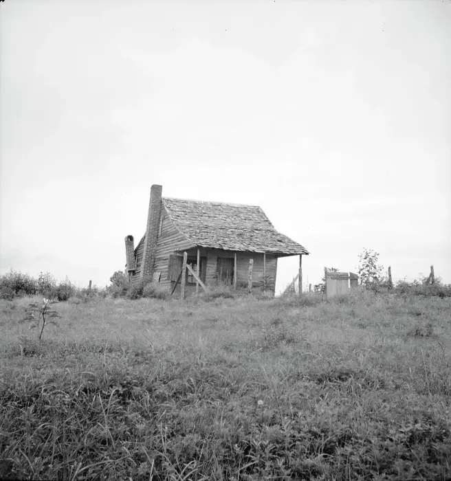 Framed Print : Many cabins of this type are found on the Mississippi Delta, 1936. Creator: Dorothea Lange Framed Print : Many cabins of this type are found on the Mississippi Delta, 1936. Creator: Dorothea Lange