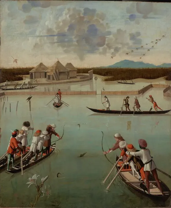 Framed Print : Caccia in laguna (Hunting on the Lagoon), c1490-1495. Creator: Carpaccio; Vittore (1460-1526) Framed Print : Caccia in laguna (Hunting on the Lagoon), c1490-1495. Creator: Carpaccio; Vittore (1460-1526)