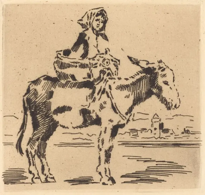 Framed Print : Cacoletiere ala Tour (Woman Riding an Ass near a Tower) Framed Print : Cacoletiere ala Tour (Woman Riding an Ass near a Tower)