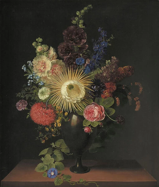 A Cactus Grandiflora and Other Flowers in a Porphyry Vase, 1780-1835. Creator: Claudius Ditlev Fritzsch