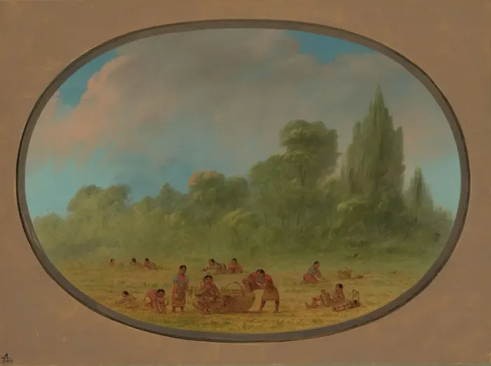 Framed Print : Caddoe Indians Gathering Wild Strawberries, 1861 / 1869. Creator: George Catlin Framed Print : Caddoe Indians Gathering Wild Strawberries, 1861 / 1869. Creator: George Catlin