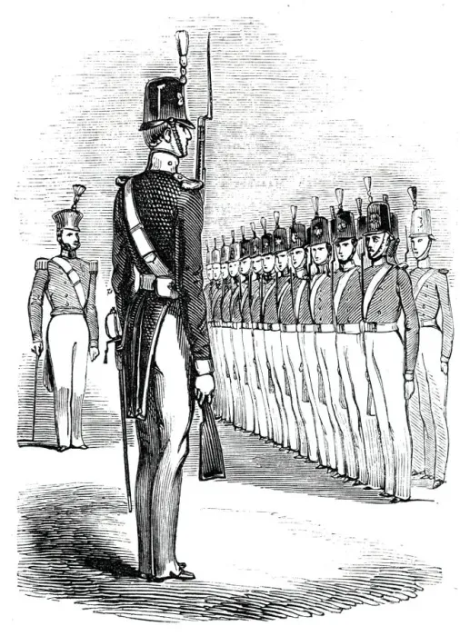 Framed Print : Cadets, in the New Appointments, 1844. Creator: Unknown Framed Print : Cadets, in the New Appointments, 1844. Creator: Unknown