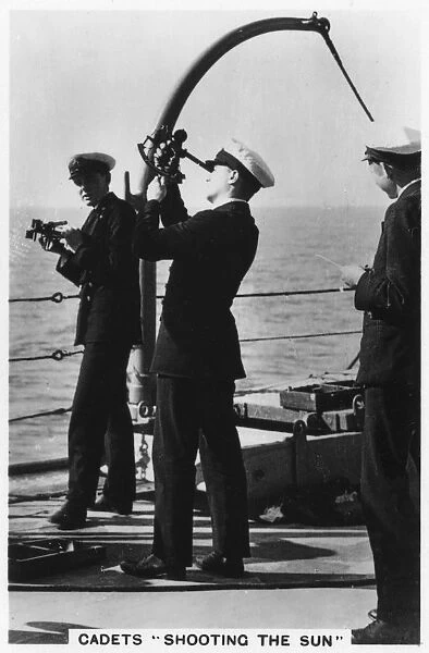 Cadets shooting the sun, Royal Navy College, 1937