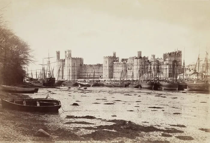 Framed Print : Caernarvon Castle from the West, between 1870 and 1880. Creator: James Valentine Framed Print : Caernarvon Castle from the West, between 1870 and 1880. Creator: James Valentine