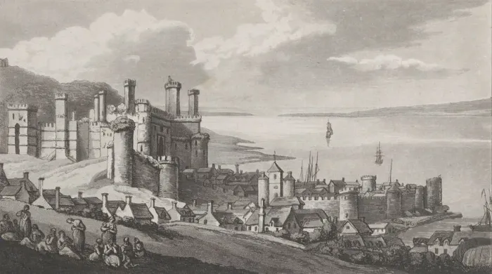 Framed Print : Caernarvon, from Remarks on a Tour to North and South Wales, in the year 1797, November 2, 1799. Creator: John Hill Framed Print : Caernarvon, from Remarks on a Tour to North and South Wales, in the year 1797, November 2, 1799. Creator: John Hill