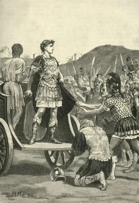 Framed Print : Caesar Addressing the Malcontent Legions in the Campus Martius, 1890. Creator: Unknown Framed Print : Caesar Addressing the Malcontent Legions in the Campus Martius, 1890. Creator: Unknown