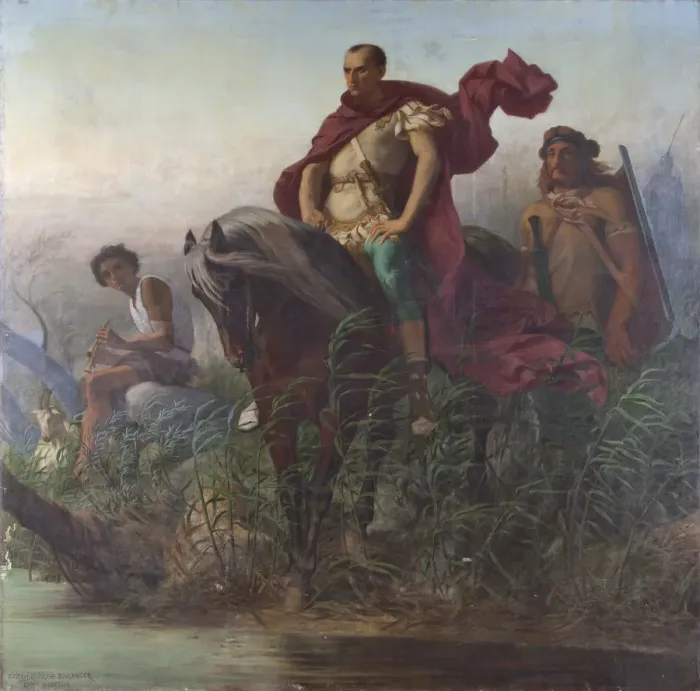 Framed Print : Caesar on the banks of the Rubicon, 1854-1855