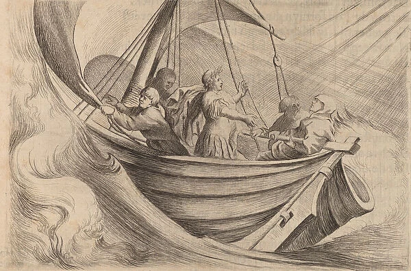 Caesar Crossing Stormy Seas, 1634. Creator: Willem Basse