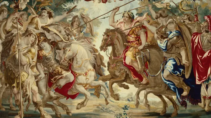 Framed Print : Caesar Defeats the Troops of Pompey from The Story Caesar and Cleopatra, Flanders, c