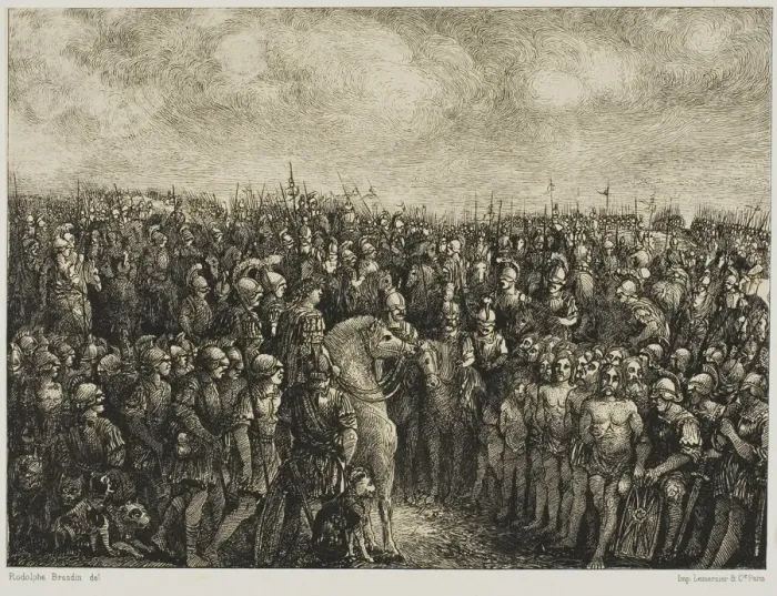 Framed Print : Caesar and His Prisoners, 1878. Creator: Rodolphe Bresdin Framed Print : Caesar and His Prisoners, 1878. Creator: Rodolphe Bresdin