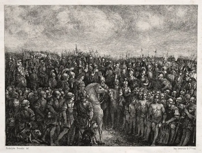 Framed Print : Caesar and his Prisoners, 1878. Creator: Rodolphe Bresdin (French, 1822-1885); Lemercier Framed Print : Caesar and his Prisoners, 1878. Creator: Rodolphe Bresdin (French, 1822-1885); Lemercier