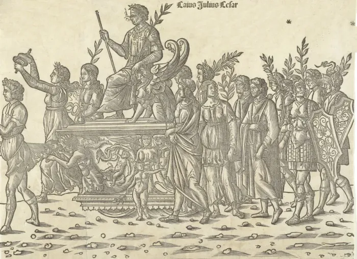 Framed Print : Caesar riding on his chariot, from The Triumph of Caesar, 1504. Creator: Jacob von Strassburg
