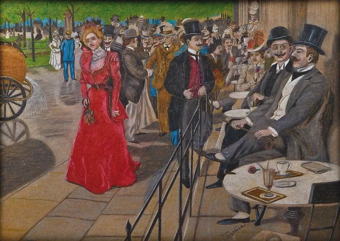 Framed Print : Cafe Kranzler - Unter den Linden in Berlin, c1890. Creator: Skarbina, Franz (1849-1910) Framed Print : Cafe Kranzler - Unter den Linden in Berlin, c1890. Creator: Skarbina, Franz (1849-1910)