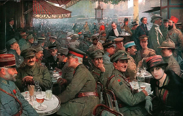 Cafe de la Paix During the War, 1917. Creator: Louis Remy Sabattier