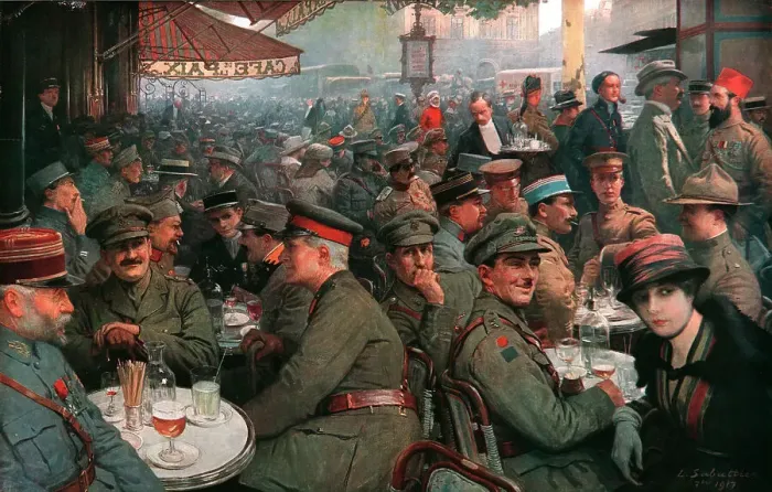 Framed Print : Cafe de la Paix During the War, 1917. Creator: Louis Remy Sabattier Framed Print : Cafe de la Paix During the War, 1917. Creator: Louis Remy Sabattier