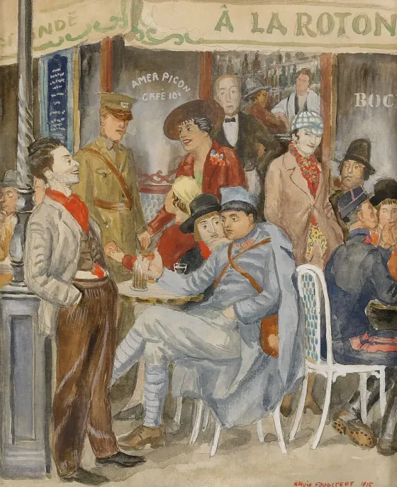 Framed Print : Cafe La Rotonde (Moise Kisling during the holidays), 1915. Creator: Fougstedt Framed Print : Cafe La Rotonde (Moise Kisling during the holidays), 1915. Creator: Fougstedt