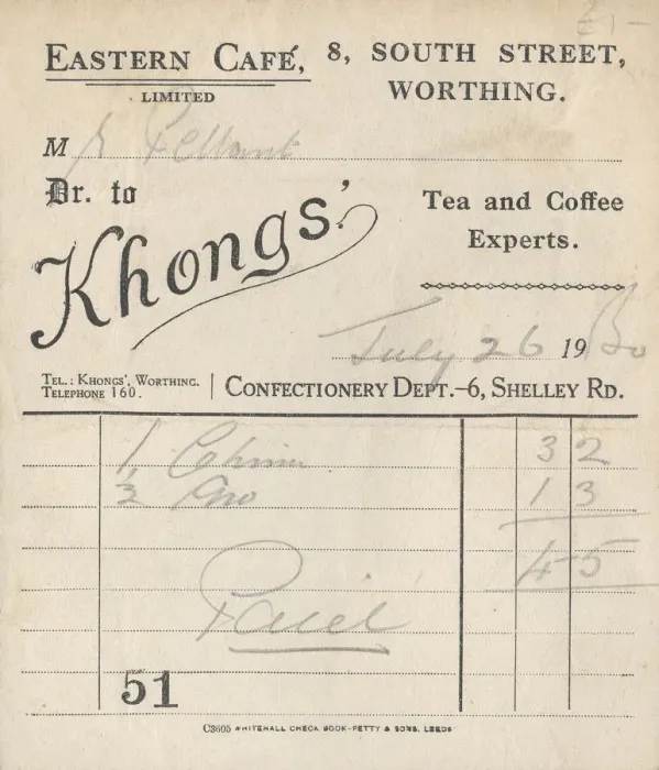 Framed Print : Cafe receipt, 1950. Creator: Unknown Framed Print : Cafe receipt, 1950. Creator: Unknown