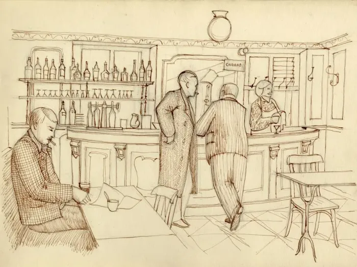 Framed Print : Cafe scene, Paris, France, c1951. Creator: Shirley Markham Framed Print : Cafe scene, Paris, France, c1951. Creator: Shirley Markham