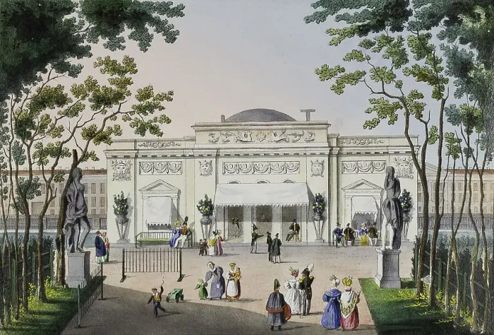 Framed Print : Cafe at the Summer Garden in St. Petersburg, First half of the 19th cent Artist: Beggrov, Karl Petrovich (1799-1875) Framed Print : Cafe at the Summer Garden in St. Petersburg, First half of the 19th cent Artist: Beggrov, Karl Petrovich (1799-1875)