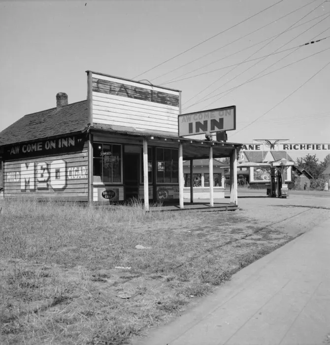 Framed Print : Cafe on U. S. 99, formerly the Oasis, Centralia, Lewis County, Washington, 1939. Creator: Dorothea Lange Framed Print : Cafe on U. S. 99, formerly the Oasis, Centralia, Lewis County, Washington, 1939. Creator: Dorothea Lange