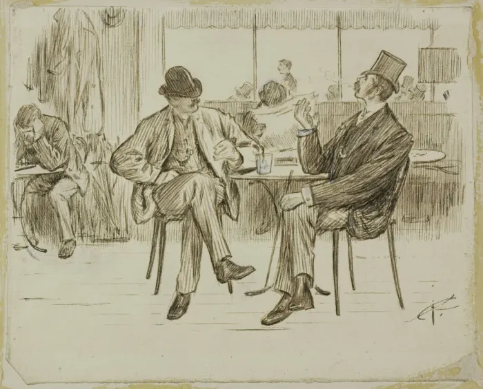 Framed Print : CafeScene, 1870 / 91. Creator: Charles Samuel Keene Framed Print : CafeScene, 1870 / 91. Creator: Charles Samuel Keene