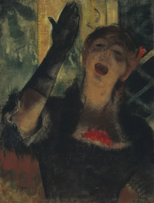 Framed Print : CafeSinger, 1879. Creator: Edgar Degas