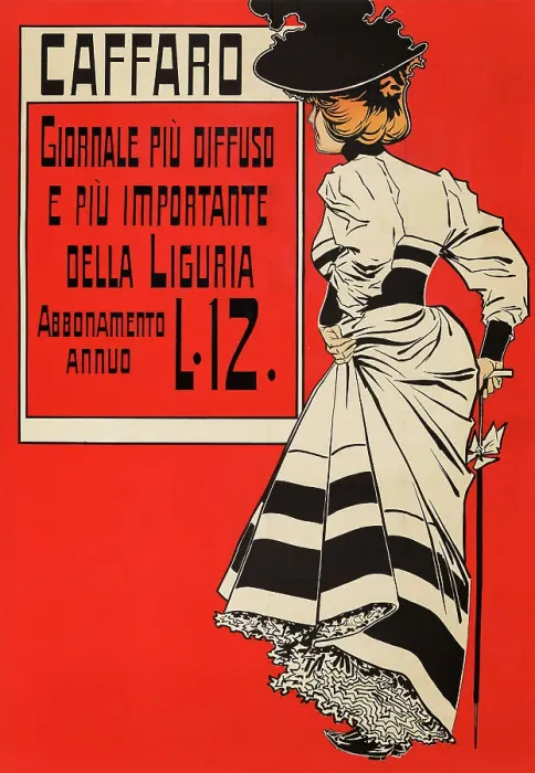 Framed Print : Caffaro Giornale Piu Diffuso e Piu Importante Della Liguria, 1897. Creator: Villa, Aleardo (1865-1906) Framed Print : Caffaro Giornale Piu Diffuso e Piu Importante Della Liguria, 1897. Creator: Villa, Aleardo (1865-1906)