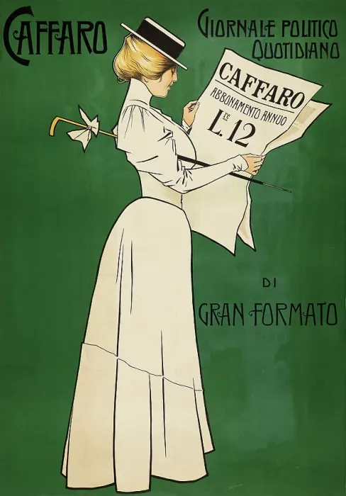 Framed Print : Caffaro, Primo Giornale Di Genova, 1898. Creator: Villa, Aleardo (1865-1906) Framed Print : Caffaro, Primo Giornale Di Genova, 1898. Creator: Villa, Aleardo (1865-1906)