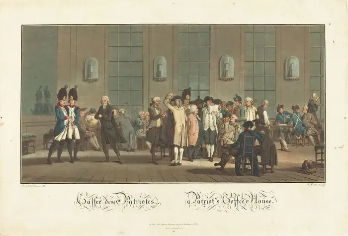 Framed Print : Caffeé des Patriotes - A Patriot's Coffée House, 1792. Creator: Jean Baptiste Morret Framed Print : Caffeé des Patriotes - A Patriot's Coffée House, 1792. Creator: Jean Baptiste Morret