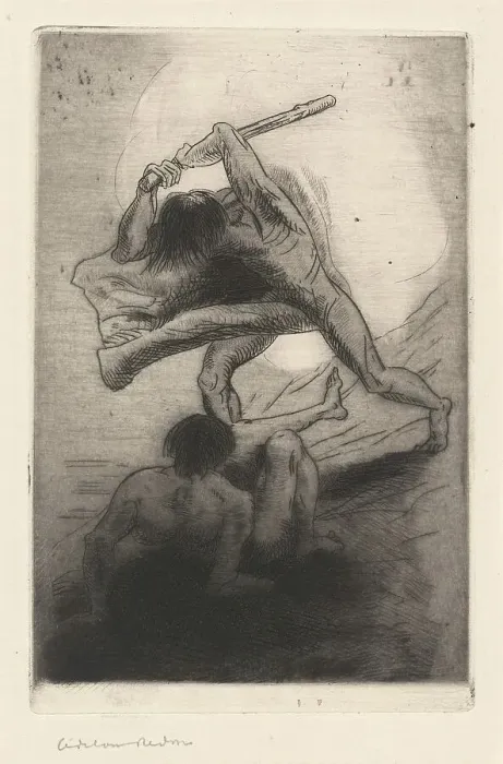 Framed Print : Cain and Abel, 1886. Creator: Odilon Redon Framed Print : Cain and Abel, 1886. Creator: Odilon Redon