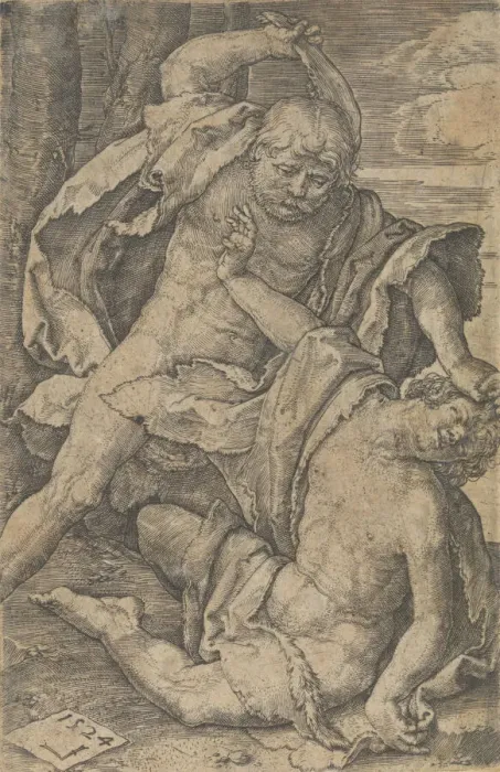 Framed Print : Cain Killing Abel, 1524. Creator: Lucas van Leyden Framed Print : Cain Killing Abel, 1524. Creator: Lucas van Leyden